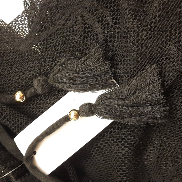 NWT, Miken Swim Black Palm Tree Crochet Cover-up Pants - Picture 10 of 13